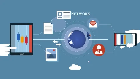 Global network data exchange animated, Flat animation of global network and.. Stock Footage 334762477