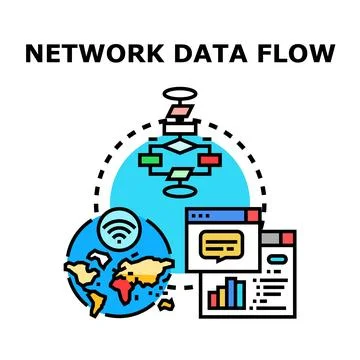 Global network data flow processing and management technology Stock Illustration