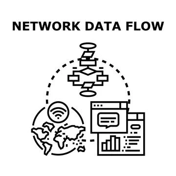 Global network data flow processing and management technology Illustrazione stock