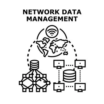 Global network data management and digital connection concept 库存插图