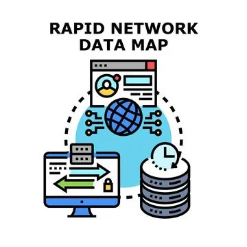 Global network data mapping and secure transferring process illustration イラスト素材