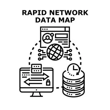Global network data mapping and secure transferring process illustration イラスト素材
