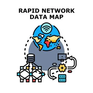 Global network data processing and rapid mapping Illustrazione stock