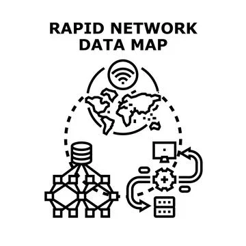 Global network data processing and rapid mapping Stock Illustration