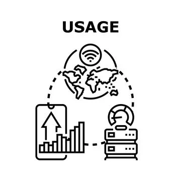 Global network data usage analytics and performance monitoring Stockillustratie