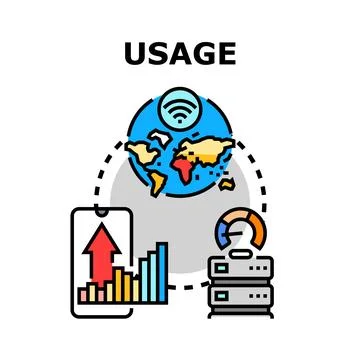 Global network data usage analytics and performance monitoring Stock Illustration