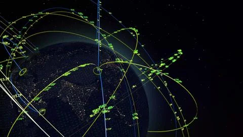 Global Network Data Visualization Over Earth Stock Illustration