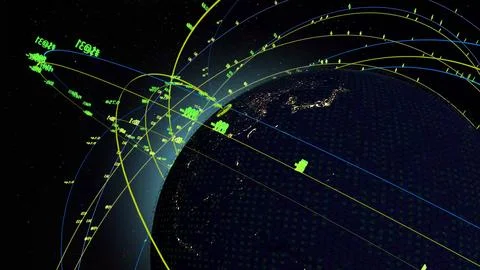 Global Network Data Visualization Over Earth Stock Illustration
