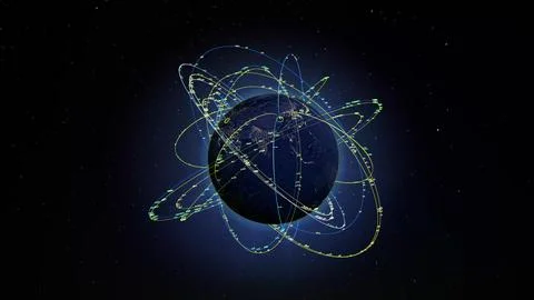 Global Network Data Visualization Over Earth Stock Photos