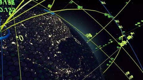 Global Network Data Visualization Over Earth Fotos de archivo