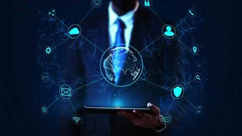 Global network digital connection. Big data analytics business, world map Stock Footage 311664550