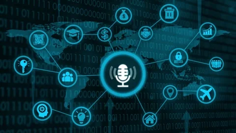 Global network of digital technology and voice command connectivity concept Stock Footage 327759638