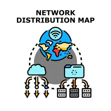 Global network distribution mapping data information technology Stock Illustration
