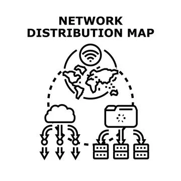 Global network distribution mapping data information technology イラスト素材