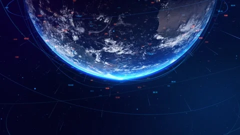 Global network on Earth concept. 3D elements digital earth glowing connections Stock Footage 333962014