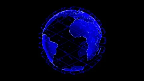 Global network earth data globe - abstract 3D rendering satellites starlink Stock Footage 116977379