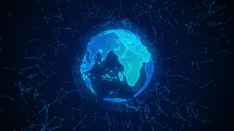 Global Network Earth Digital Futuristic Connected World Stock Footage 339647660