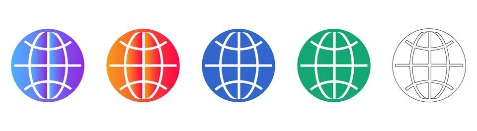 Global Network Earth Globe Icons Stockillustratie