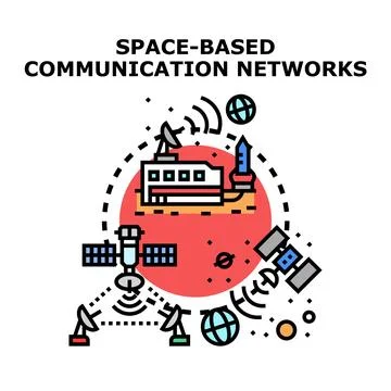 Global network enabling satellite communication technology infrastructure Stock Illustration