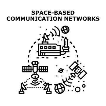 Global network enabling satellite communication technology infrastructure Stock Illustration