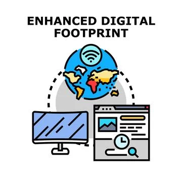 Global network enhancing personal digital footprint concept Stock Illustration