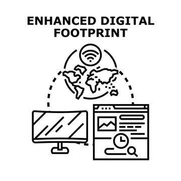 Global network enhancing personal digital footprint concept Stock Illustration