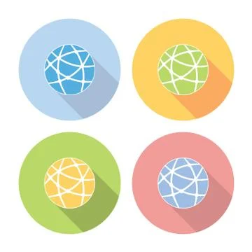 Global Network Flat Icons Set Stock Illustration