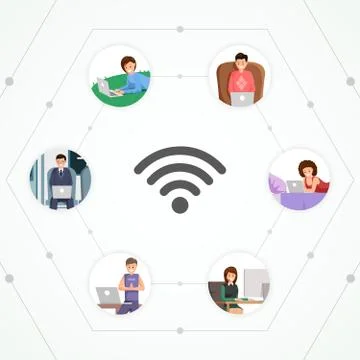 Global network flat vector illustration. Wireless internet access, connection Stock Illustration