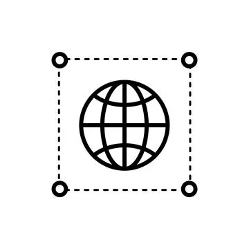 Global Network Globe Bounding Box Icon Stock Illustration
