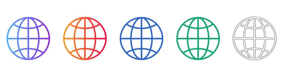 Global Network Globe Icon Set Ilustração Stock