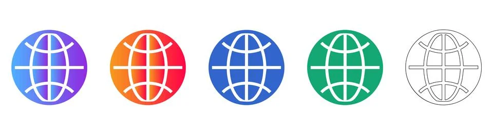 Global Network Globe Icons Set Illustrazione stock