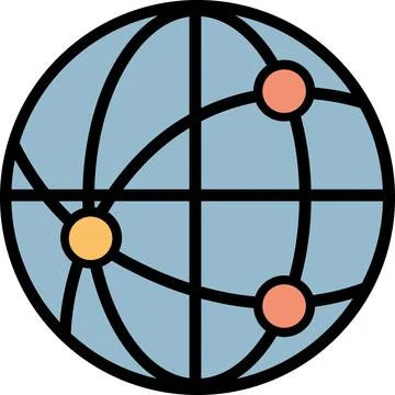 Global network globe with interconnected node points Иллюстрация