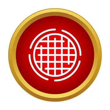 Global network grid button icon red circle Stock Illustration