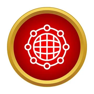 Global network grid icon connecting worldwide communication Stock Illustration