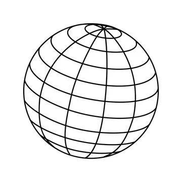 Global network grid sphere outline drawing Stock Illustration