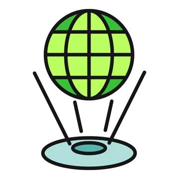 Global network hologram projecting planet earth icon 스톡 일러스트
