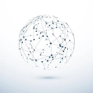 Global network icon. Abstract structure of worldwide web. Sphere with nodes a Stock Illustration