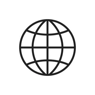 Global network icon in flat outline stroke style. Worldwide communication v.. Stock Illustration