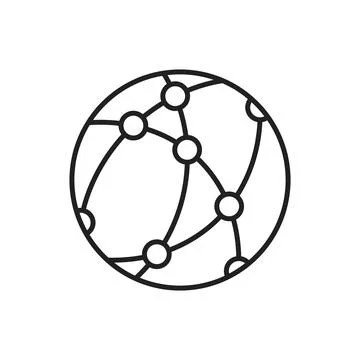Global network icon in flat outline stroke style. Worldwide communication v.. Stock Illustration