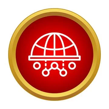 Global network icon with nodes connecting data Illustrazione stock