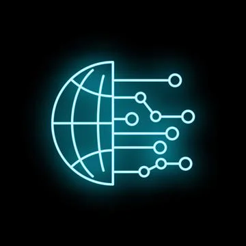 Global network icon representing digital technology connectivity Illustrazione stock