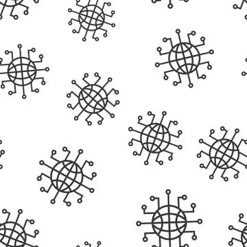 Global network icon seamless pattern background. Cyber world vector illustrat Ilustración de archivo