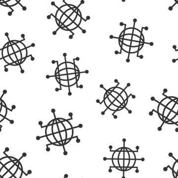 Global network icon seamless pattern background. Cyber world vector illustrat Stock Illustration