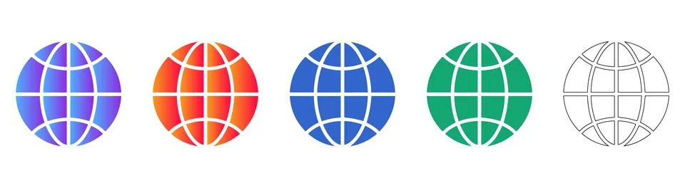Global Network Icon Set: Internet, World Wide Web, and International Reach Stock Illustration