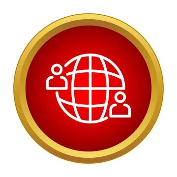 Global network icon symbolizing worldwide connection and people Stock Illustration
