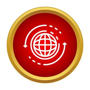 Global network icon transmitting data around world Stock Illustration