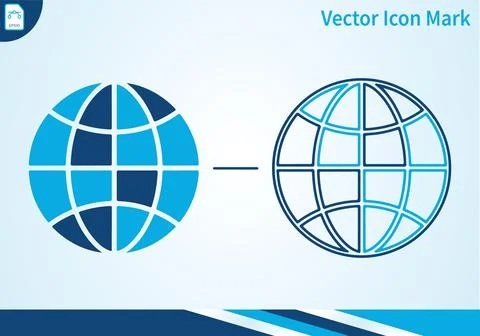 Global network icon, vector icon mark, world globe internet symbol. Ilustración de archivo