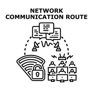Global network illustrating various communication protocols, connecting users Stock Illustration