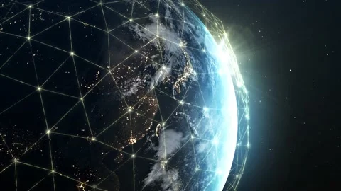 Global network of interconnecting lines and dots. Stock Footage 199421847