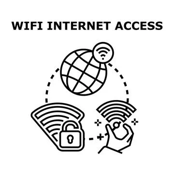 Global network internet access with secure wireless connection Stock Illustration